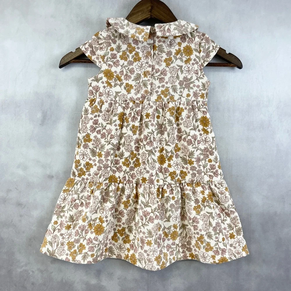Shabby Chic Girls Dress 4T Floral‎ Corduroy Vintage Cottagecore Boho Fall